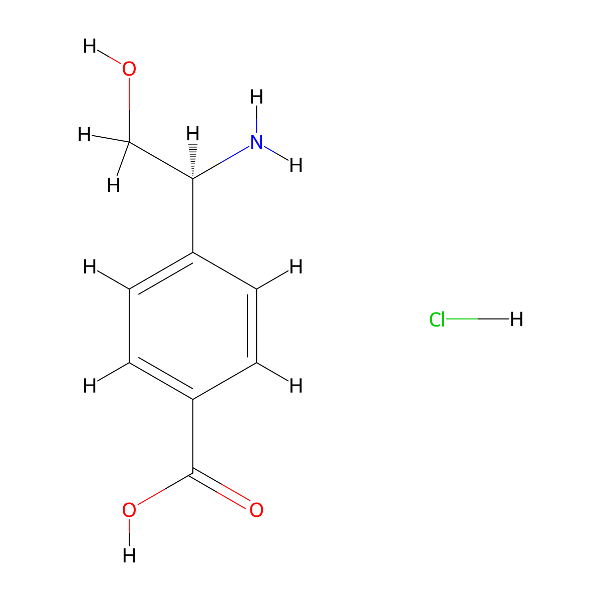 (S)-4-(1-Amino-2-hydroxyethyl)benzoic acid hydrochloride molecular structure, CAS 1391469-05-8