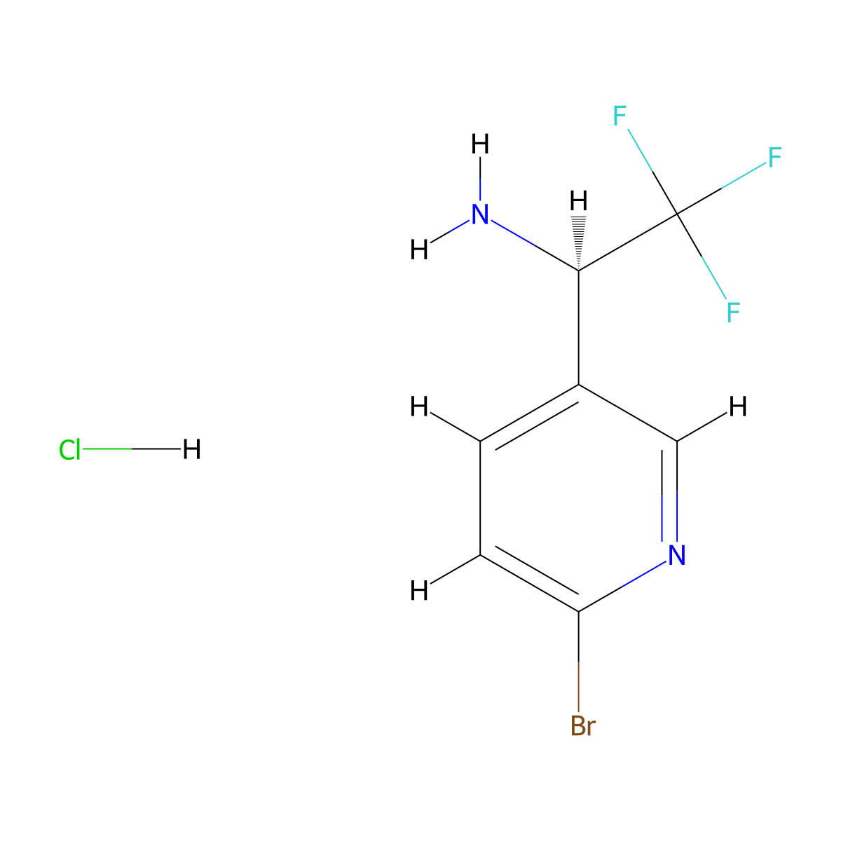 (R)-1-(6-Bromopyridin-3-YL)-2,2,2-trifluoroethan-1-amine hcl molecular structure, CAS 1391469-22-9