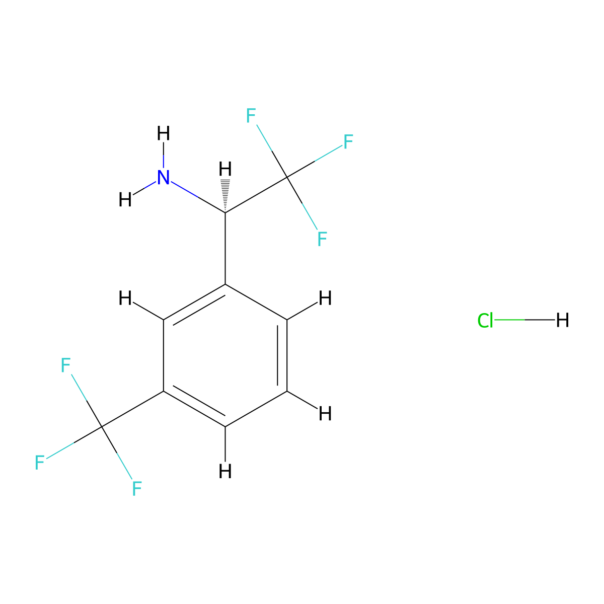 (R)-2,2,2-Trifluoro-1-(3-(trifluoromethyl)phenyl)ethanamine hydrochloride molecular structure, CAS 1391469-75-2