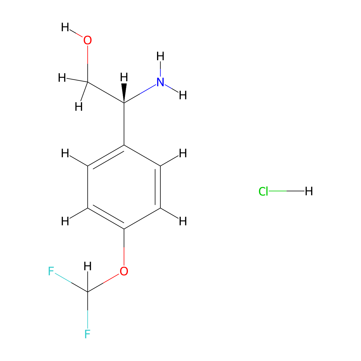 (R)-2-Amino-2-(4-(difluoromethoxy)phenyl)ethan-1-ol hydrochloride molecular structure, CAS 1391476-83-7