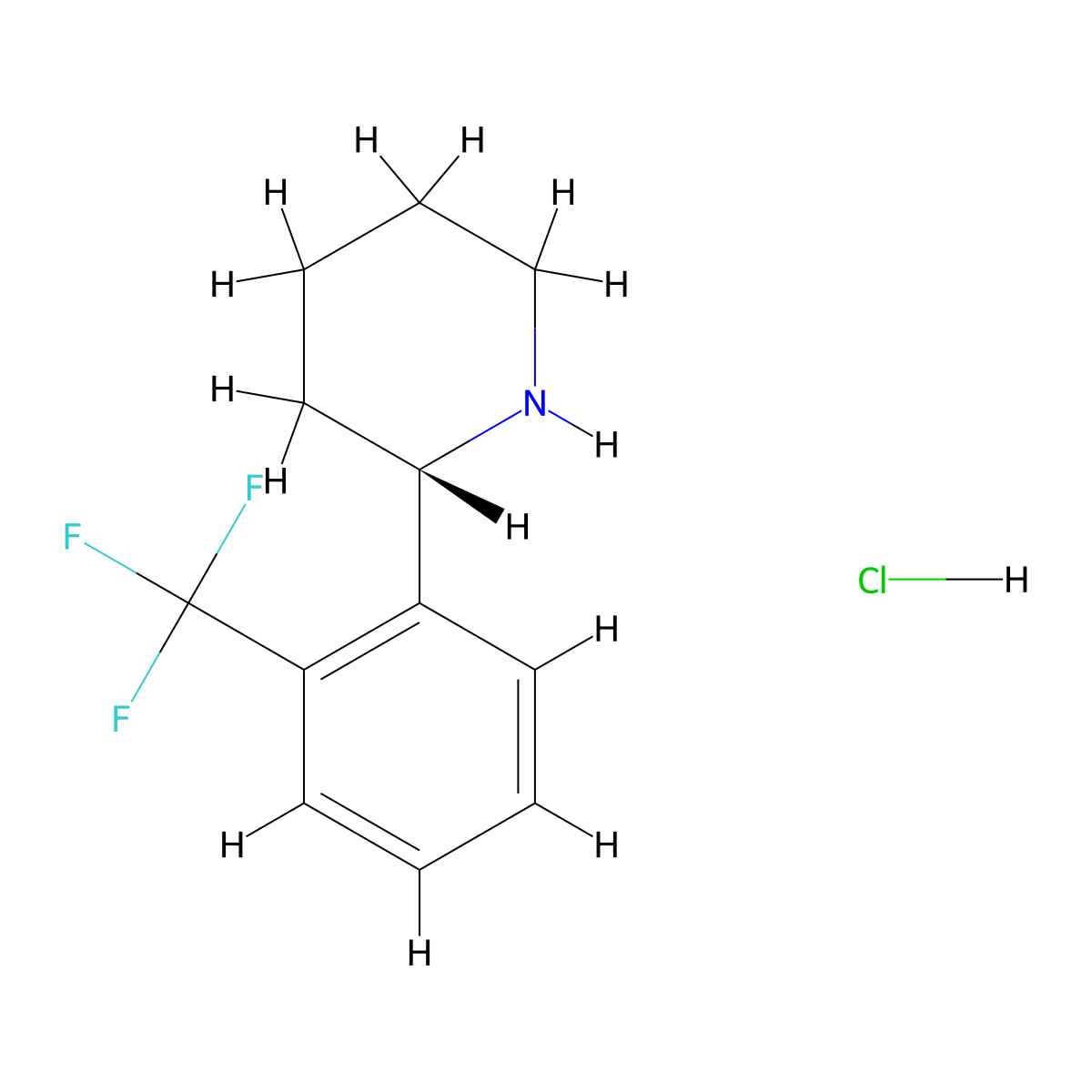 (S)-2-(2-(Trifluoromethyl)phenyl)piperidine hydrochloride molecular structure, CAS 1391478-72-0