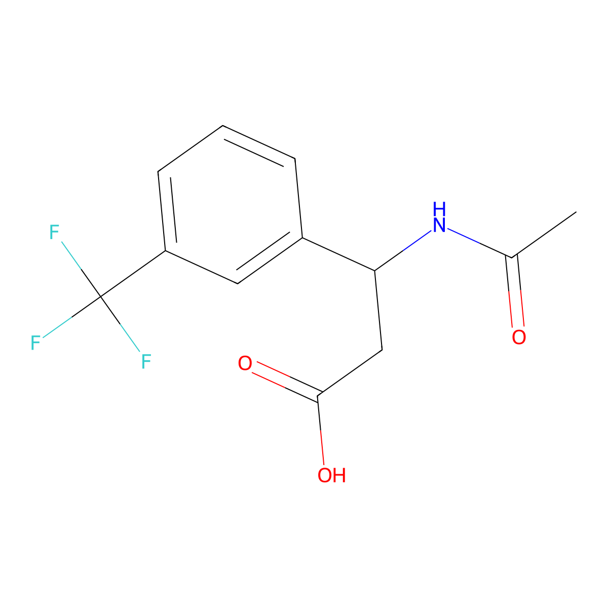 (3S)-3-acetamido-3-[3-(trifluoromethyl)phenyl]propanoic acid molecular structure, CAS 1391480-10-6
