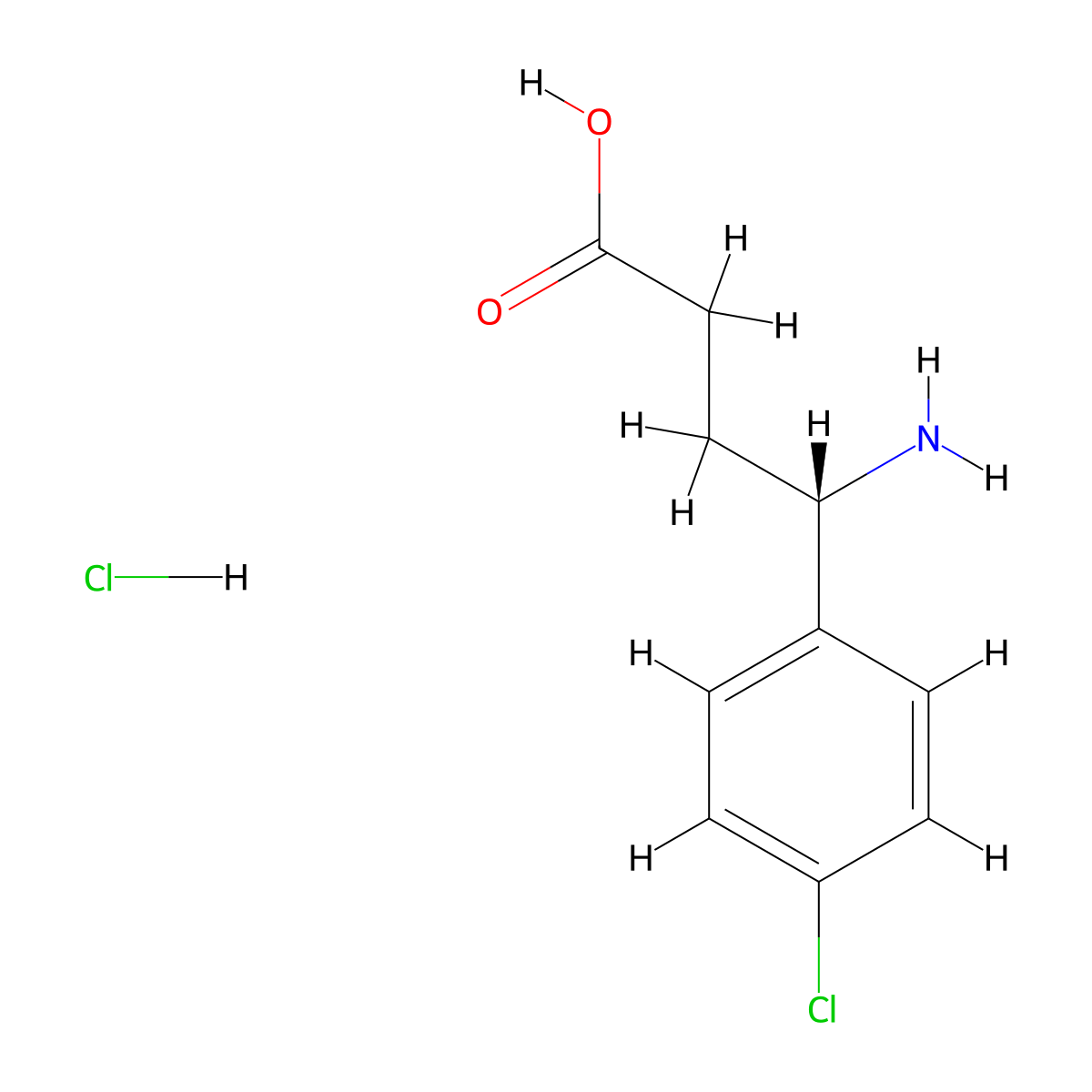 (S)-4-Amino-4-(4-chlorophenyl)butanoic acid hydrochloride molecular structure, CAS 1391480-34-4