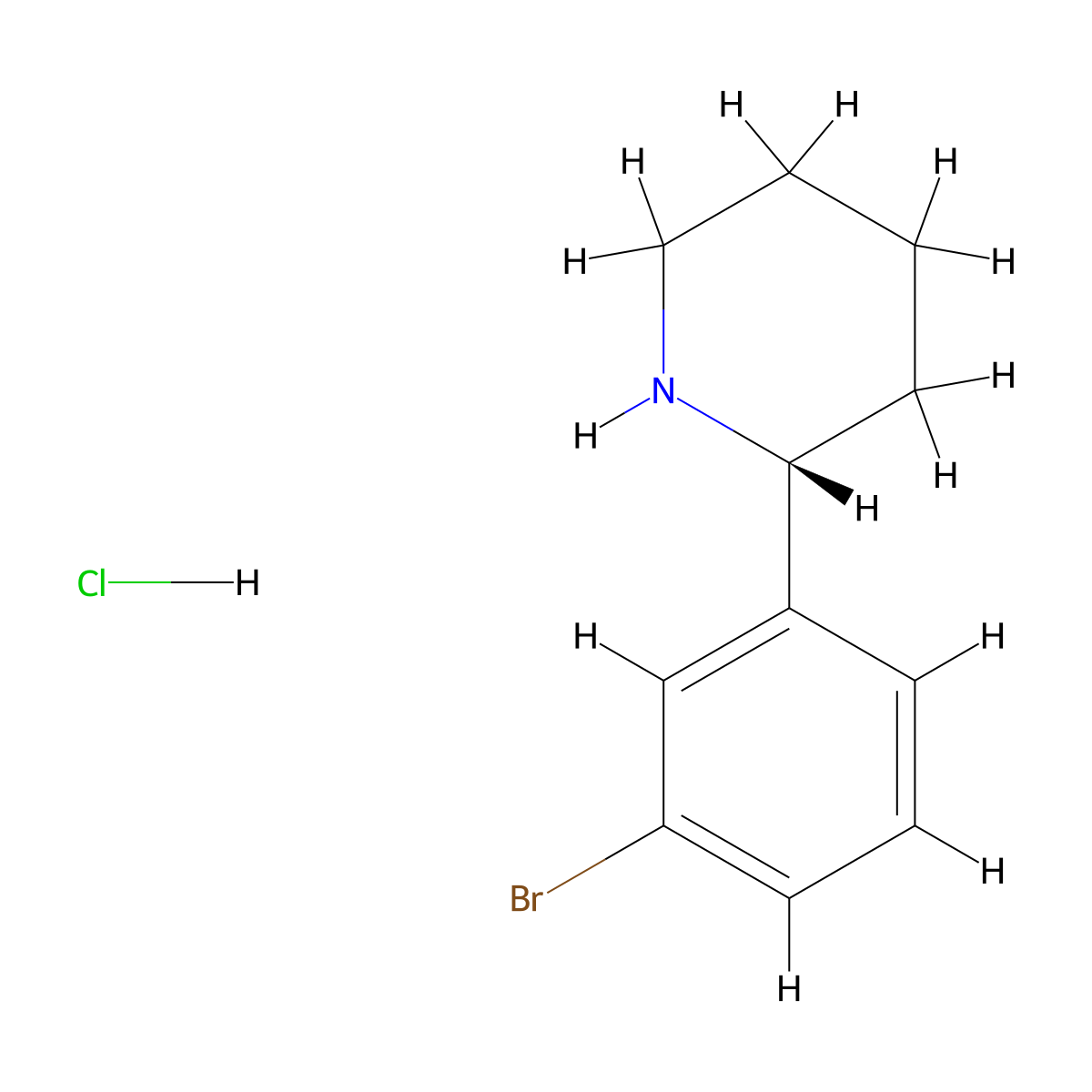 (R)-2-(3-bromophenyl)piperidine hydrochloride molecular structure, CAS 1391481-68-7