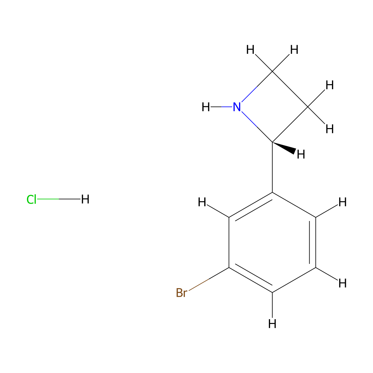 (2R)-2-(3-Bromophenyl)azetidine hydrochloride molecular structure, CAS 1391481-75-6