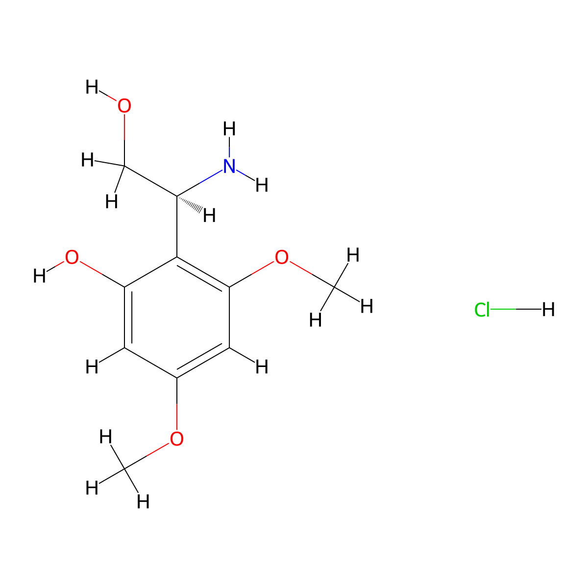 (S)-2-(1-Amino-2-hydroxyethyl)-3,5-dimethoxyphenol hydrochloride molecular structure, CAS 1391482-18-0