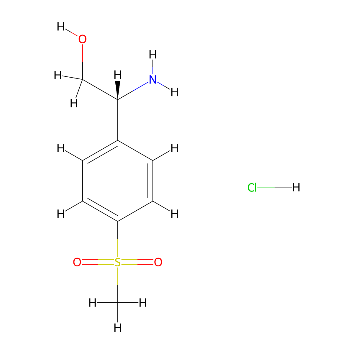 (2R)-2-Amino-2-(4-methanesulfonylphenyl)ethan-1-OL hydrochloride molecular structure, CAS 1391482-74-8