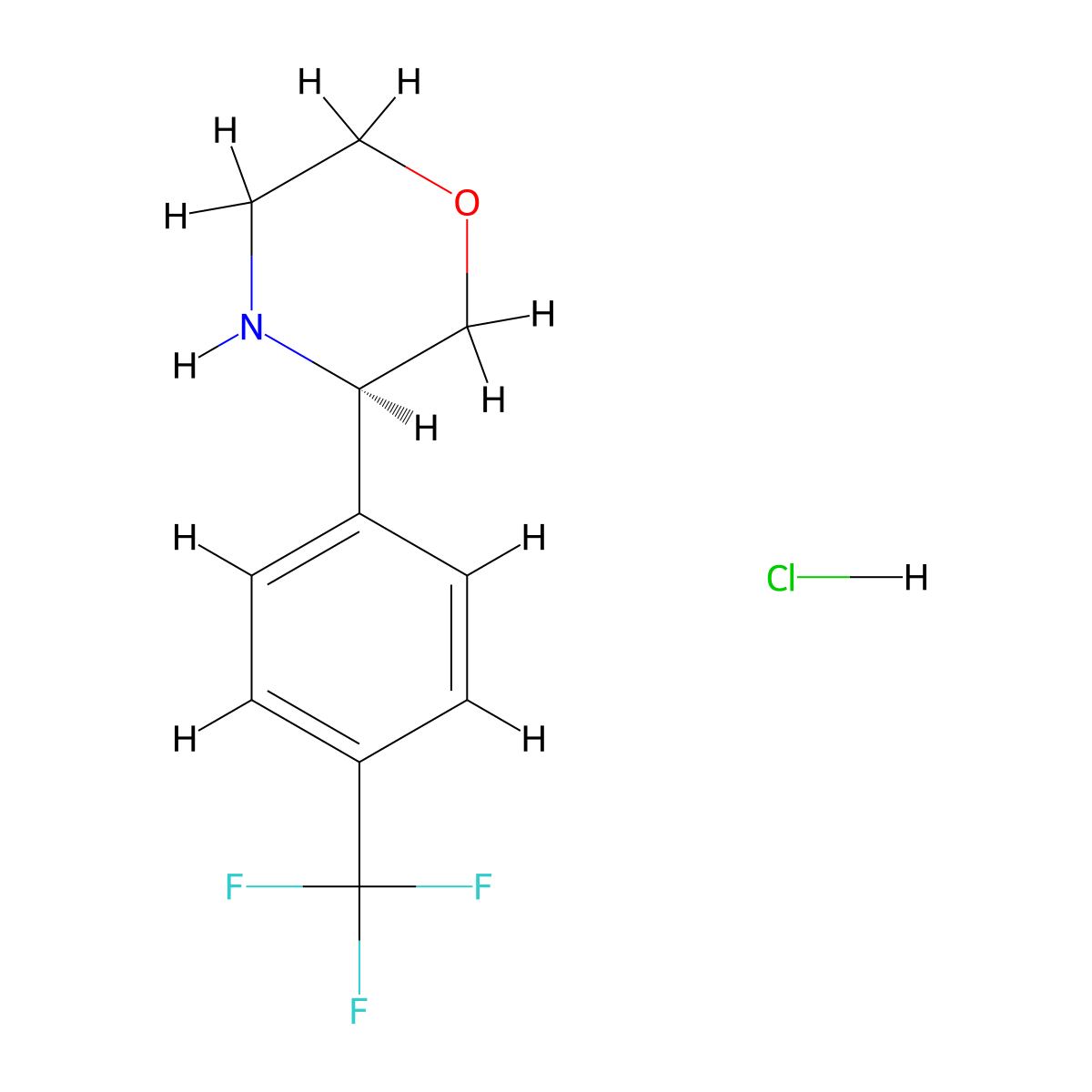 (R)-3-(4-(Trifluoromethyl)phenyl)morpholine hydrochloride molecular structure, CAS 1391483-52-5
