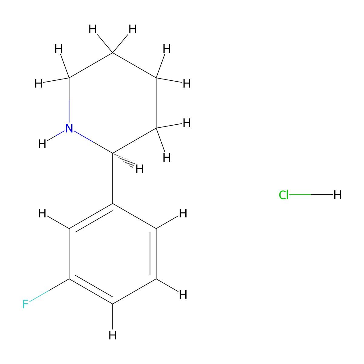 (S)-2-(3-Fluorophenyl)piperidine hydrochloride molecular structure, CAS 1391483-80-9