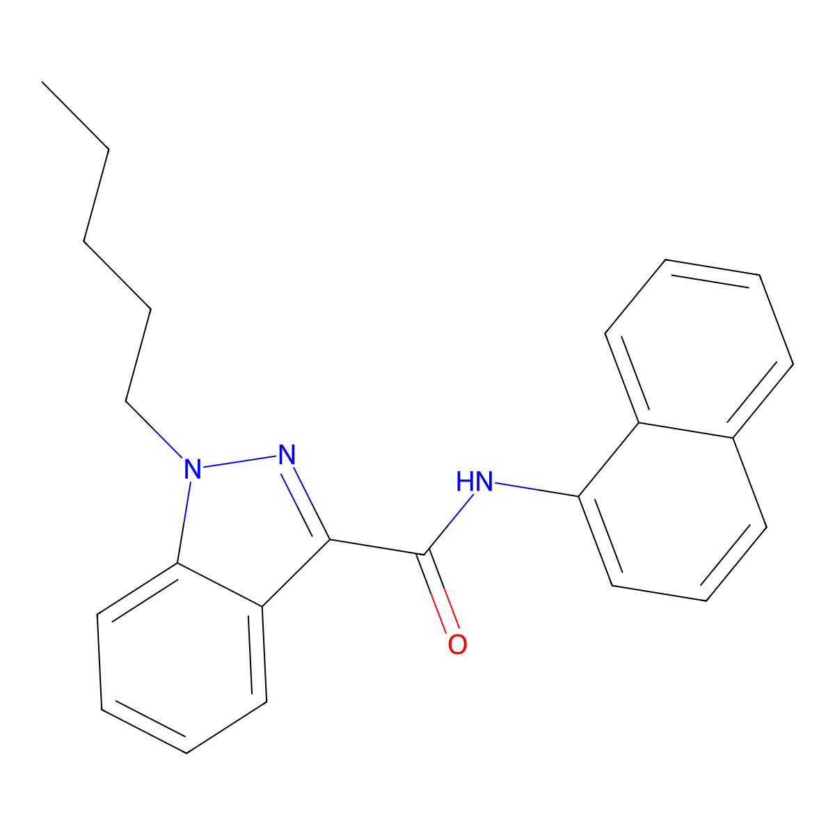 N-1-naphthalenyl-1-pentyl-1H-indazole-3-carboxamide molecular structure, CAS 1391484-80-2