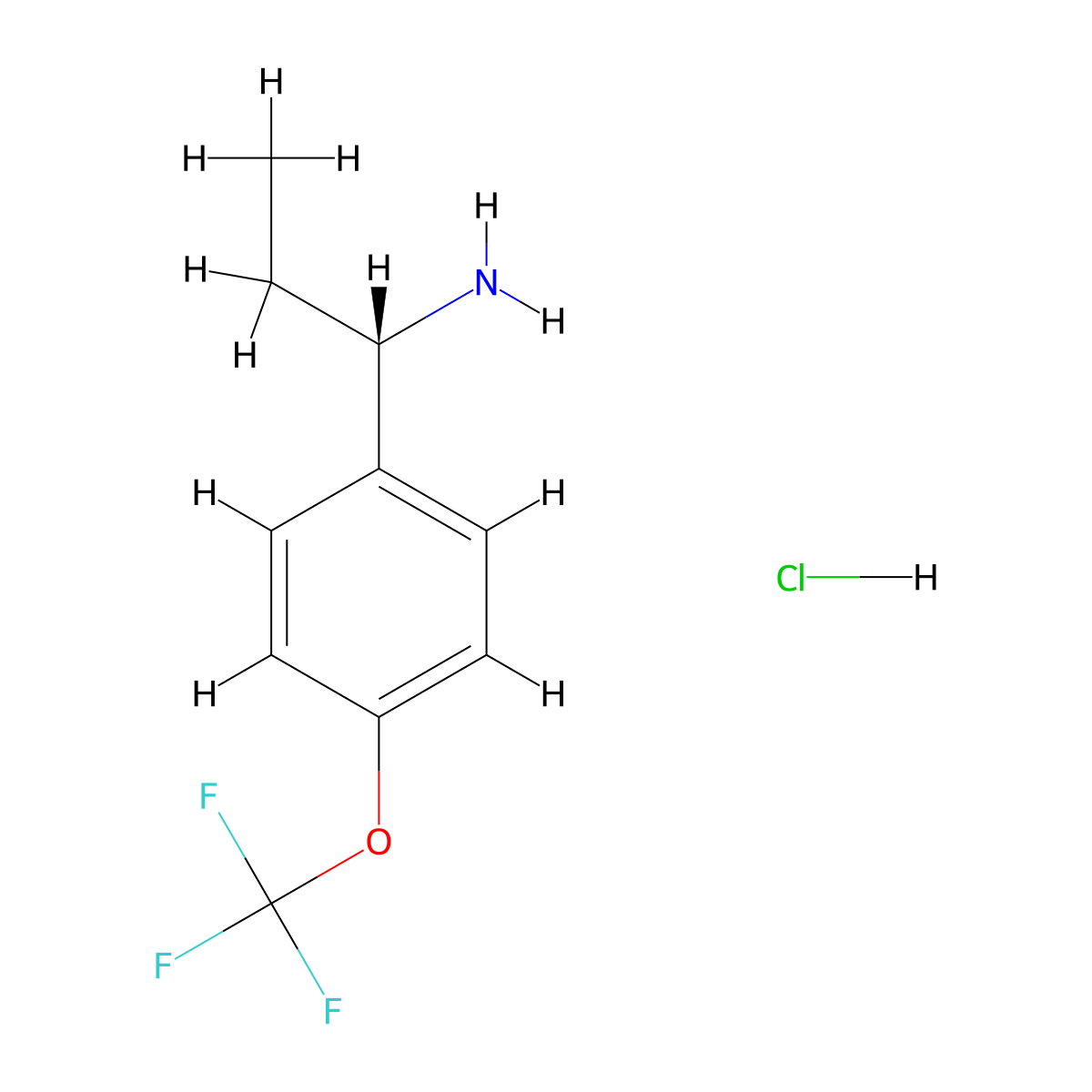 (S)-1-(4-(trifluoromethoxy)phenyl)propan-1-amine hydrochloride molecular structure, CAS 1391484-89-1