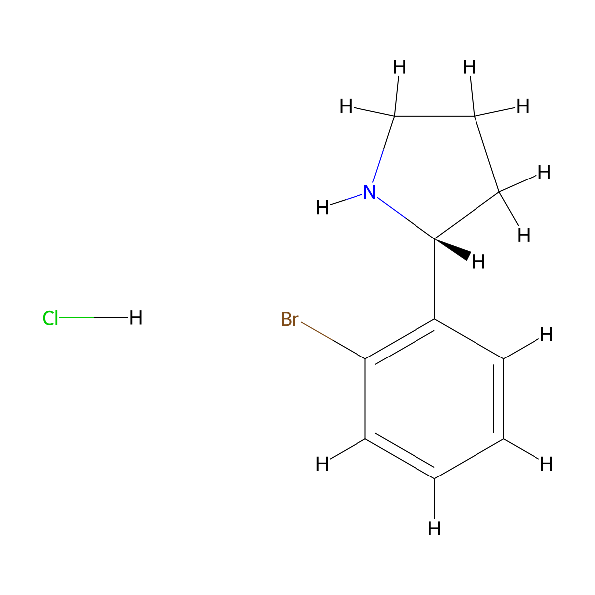 (2R)-2-(2-Bromophenyl)pyrrolidine hydrochloride molecular structure, CAS 1391485-18-9