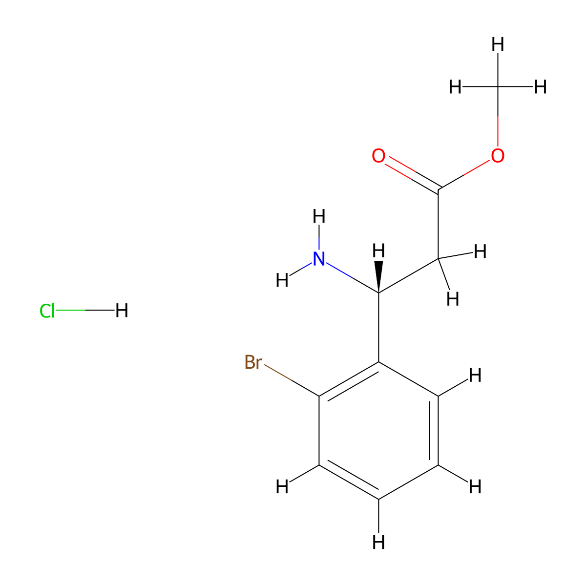 Methyl (R)-3-amino-3-(2-bromophenyl)propanoate hydrochloride molecular structure, CAS 1391485-51-0