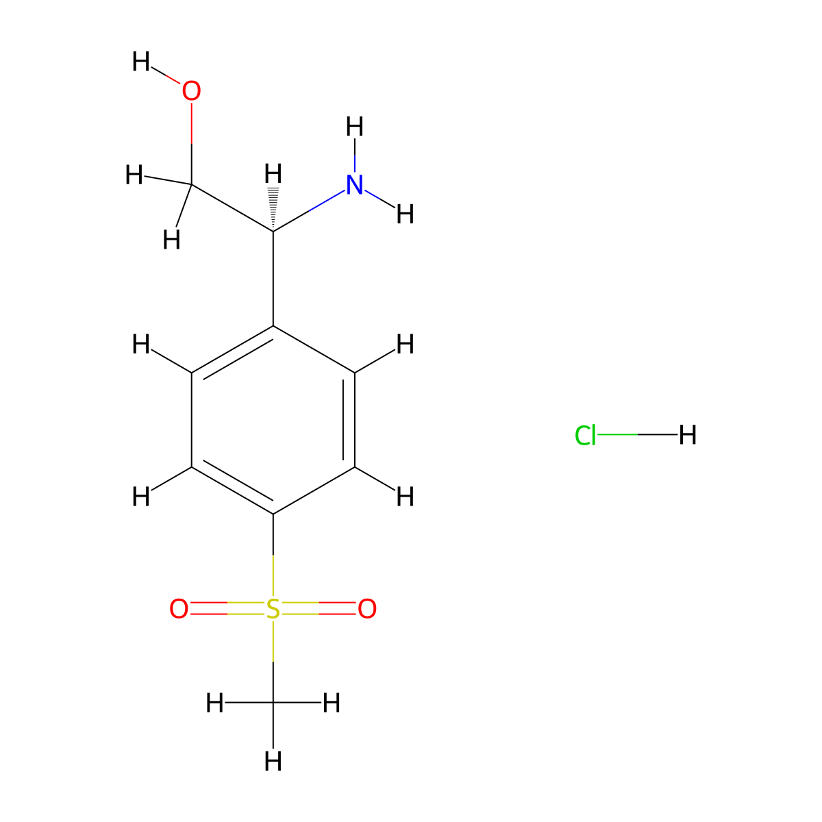 (2S)-2-Amino-2-(4-methanesulfonylphenyl)ethan-1-OL hydrochloride molecular structure, CAS 1391487-13-0