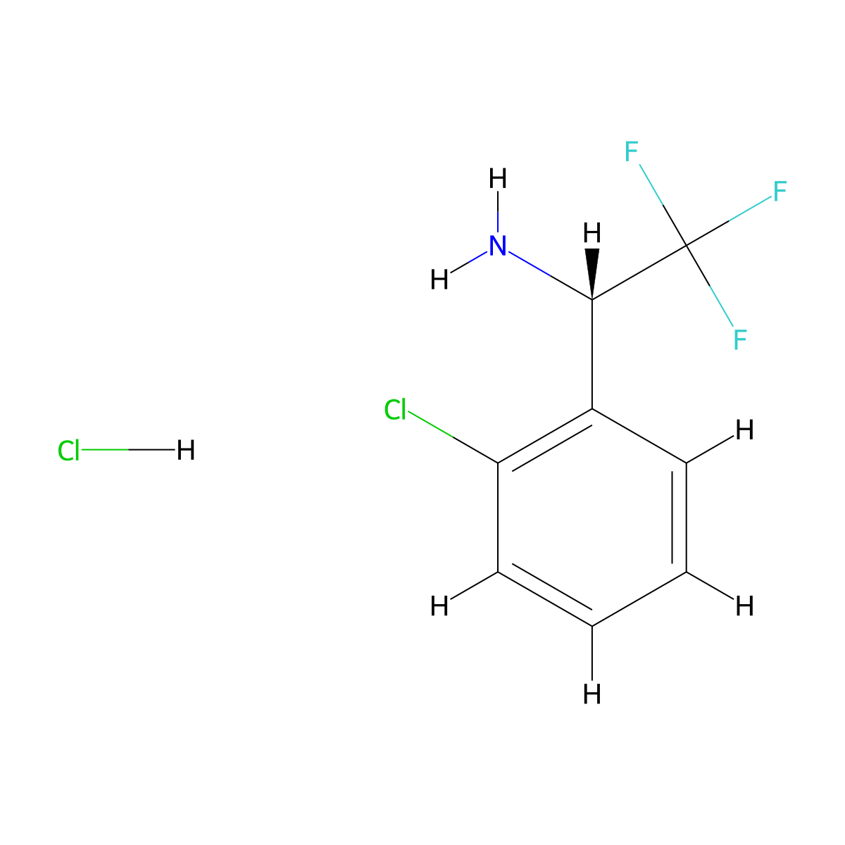 (S)-1-(2-Chlorophenyl)-2,2,2-trifluoroethanamine hydrochloride molecular structure, CAS 1391489-27-2