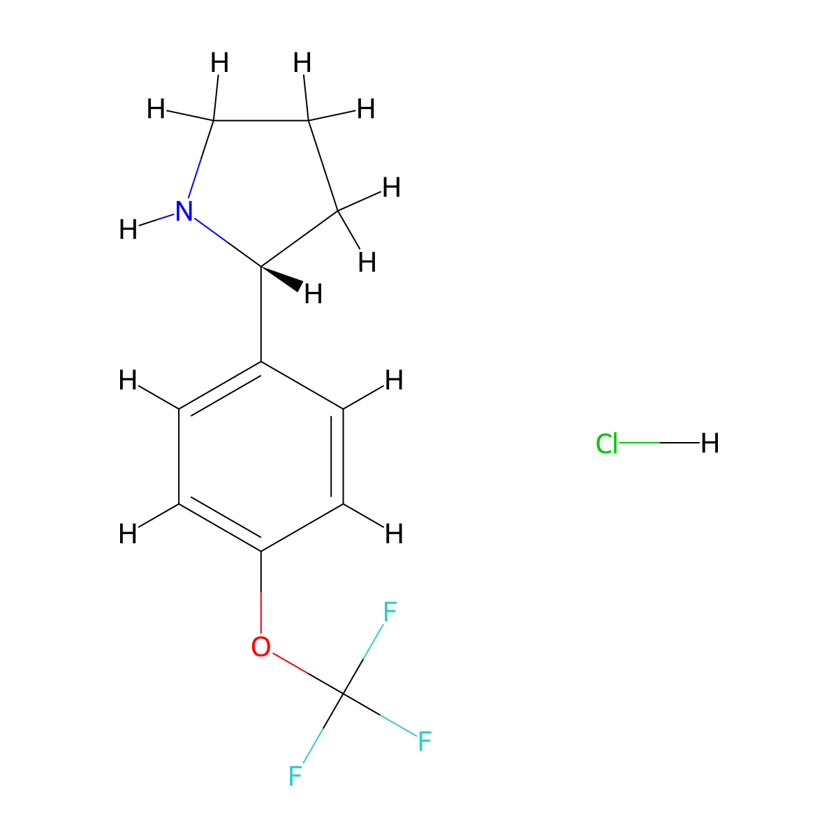 (R)-2-(4-(Trifluoromethoxy)phenyl)pyrrolidine hydrochloride molecular structure, CAS 1391490-20-2