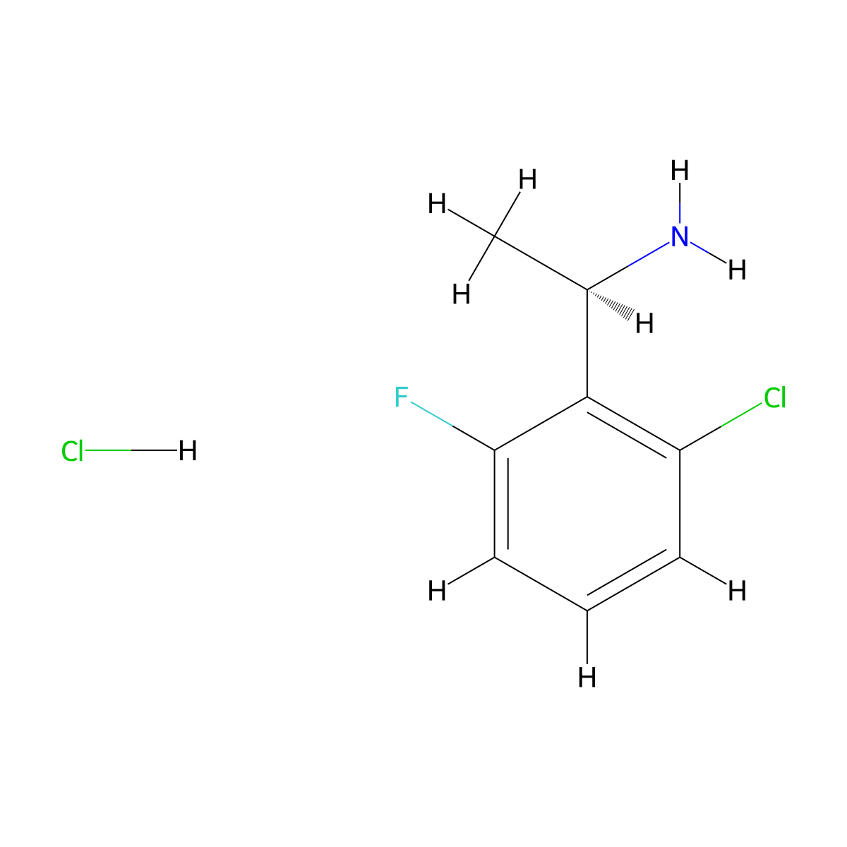 (R)-1-(2-Chloro-6-fluorophenyl)ethanamine hydrochloride molecular structure, CAS 1391497-31-6