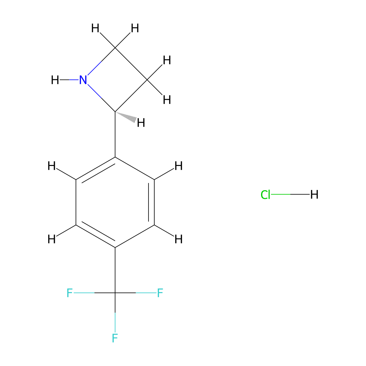 (S)-2-(4-(Trifluoromethyl)phenyl)azetidine hydrochloride molecular structure, CAS 1391497-58-7