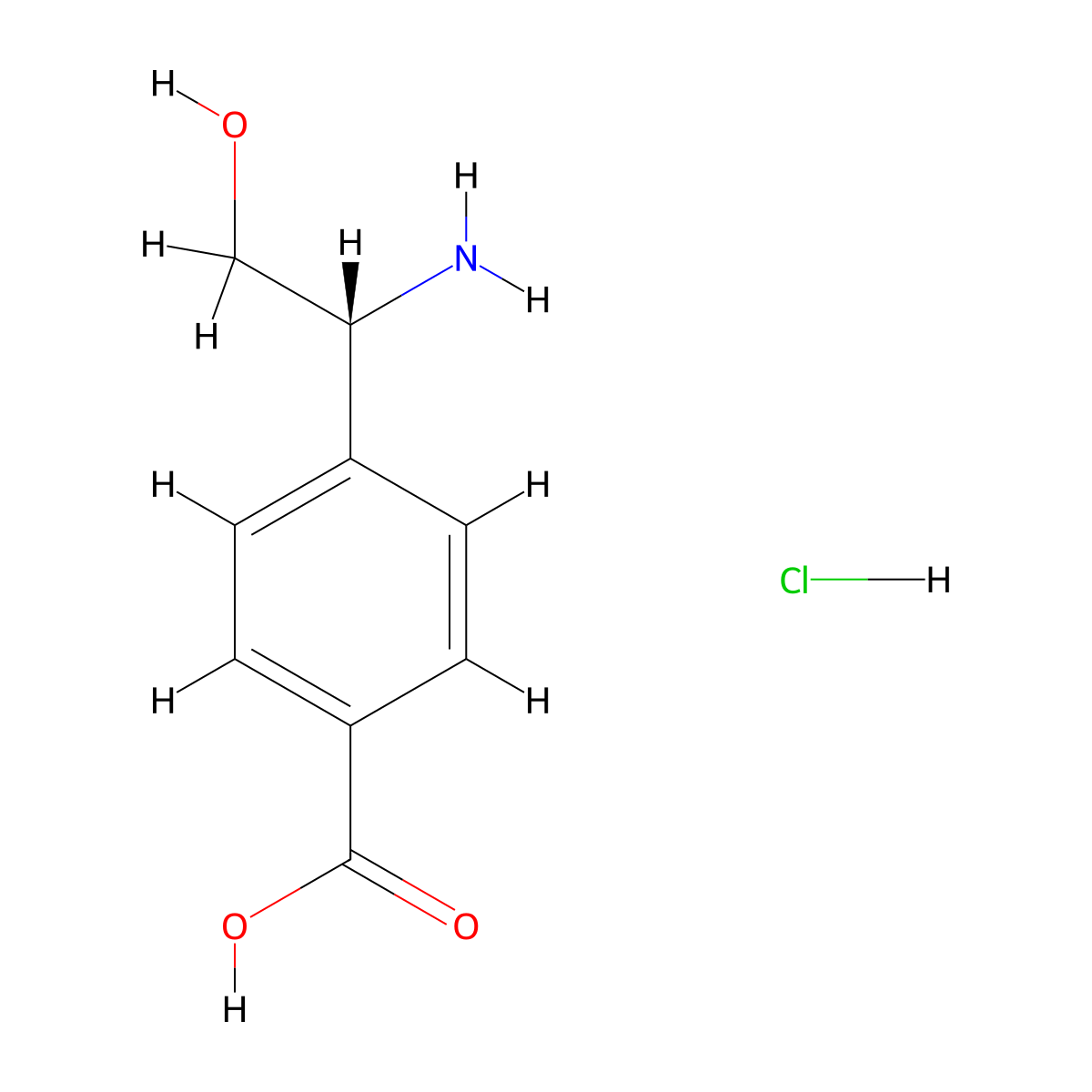 (R)-4-(1-Amino-2-hydroxyethyl)benzoic acid hydrochloride molecular structure, CAS 1391499-20-9