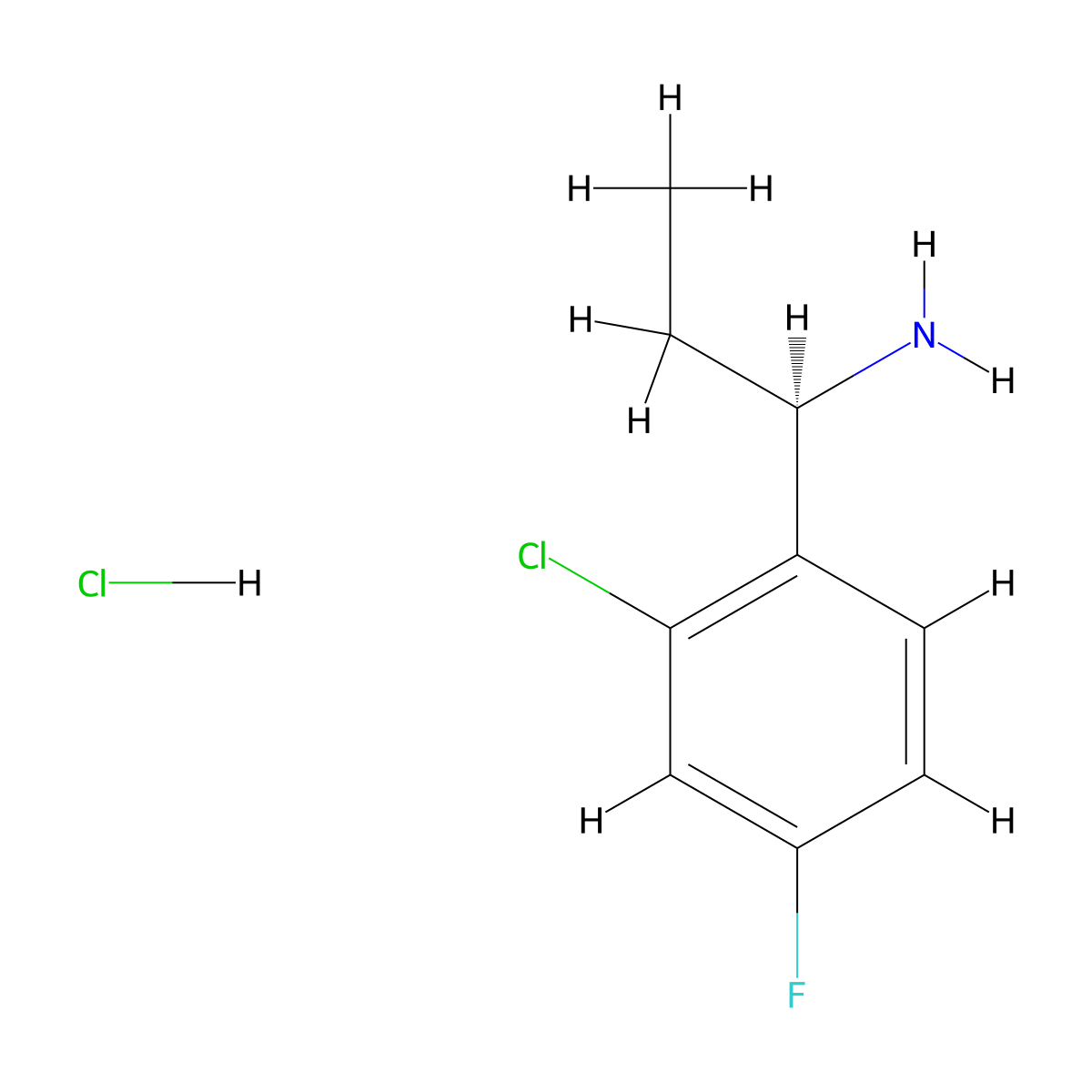 (R)-1-(2-Chloro-4-fluorophenyl)propan-1-amine hydrochloride molecular structure, CAS 1391499-61-8