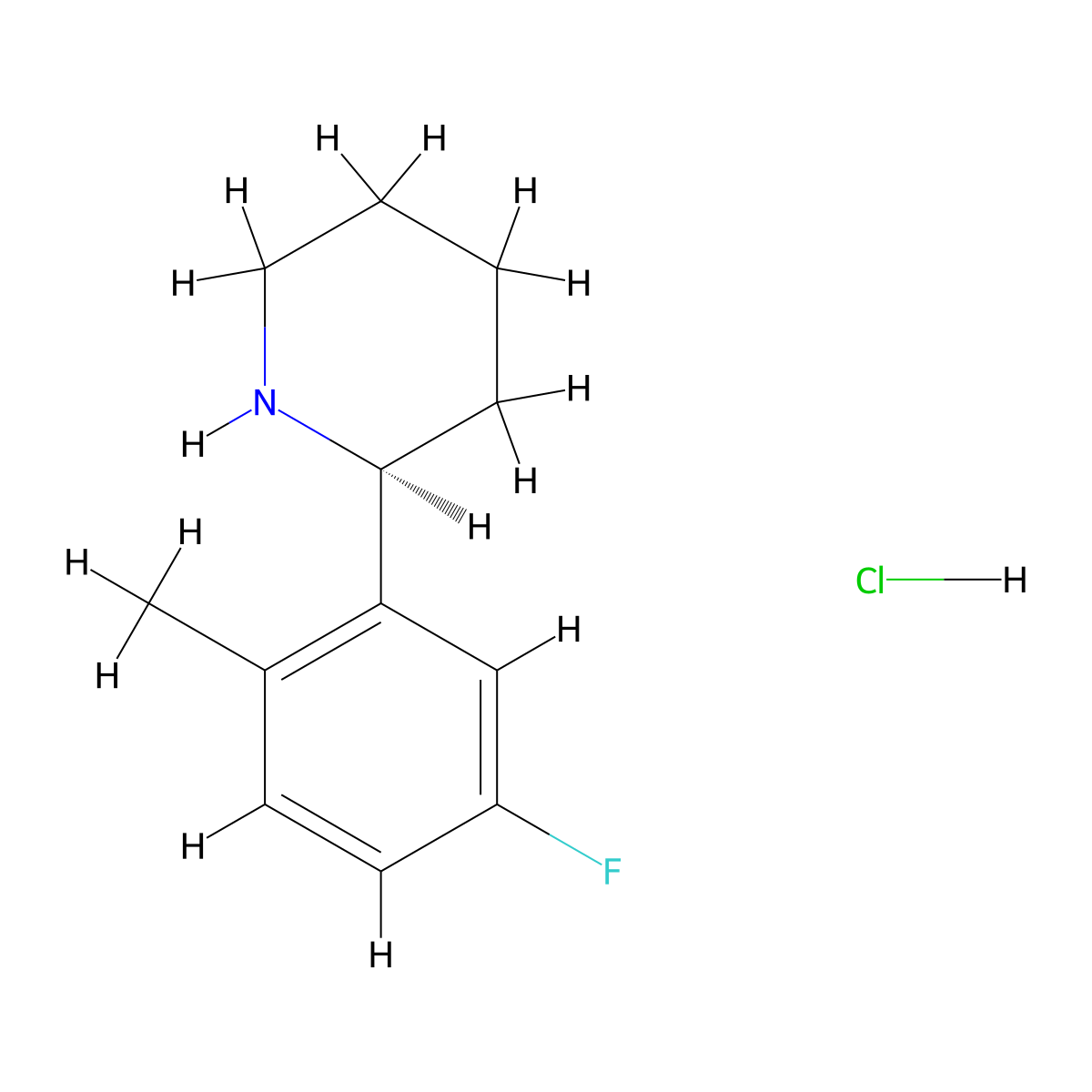 (S)-2-(5-Fluoro-2-methylphenyl)piperidine hcl molecular structure, CAS 1391499-66-3
