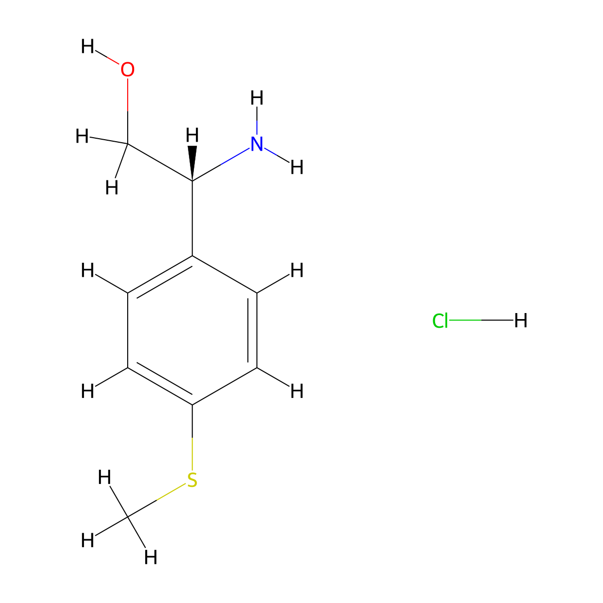 (R)-2-amino-2-(4-(methylthio)phenyl)ethanol hydrochloride molecular structure, CAS 1391499-79-8