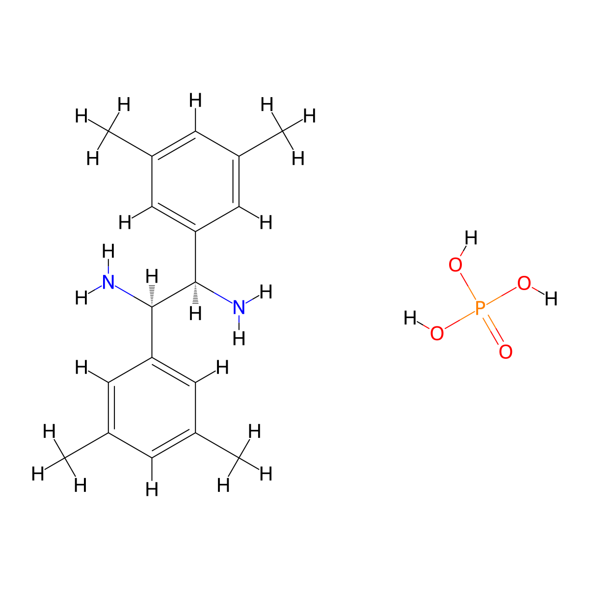 (1R,2R)-1,2-Bis(3,5-dimethylphenyl)-1,2-ethylenediamine Phosphate molecular structure, CAS 1391500-72-3