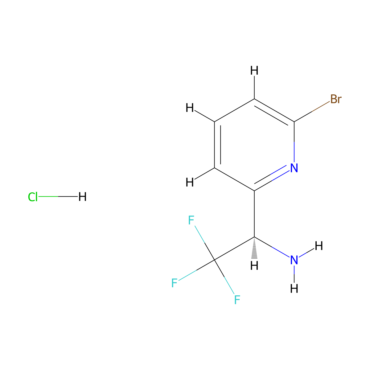 (R)-1-(6-Bromopyridin-2-YL)-2,2,2-trifluoroethan-1-amine hcl molecular structure, CAS 1391502-59-2