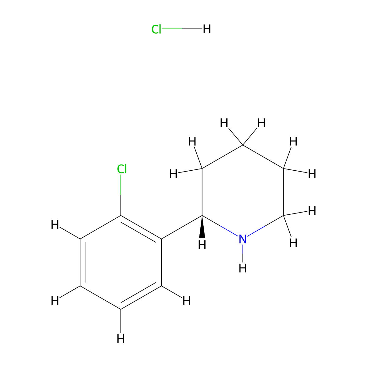 (S)-2-(2-Chlorophenyl)piperidine hydrochloride molecular structure, CAS 1391503-71-1