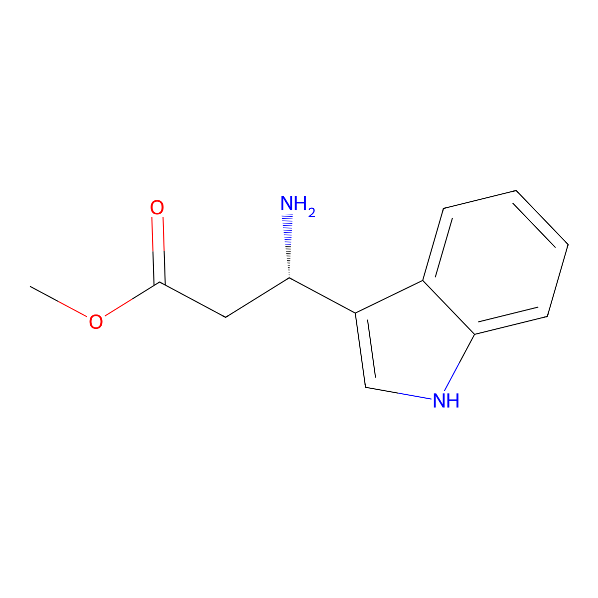 methyl (3S)-3-amino-3-(1H-indol-3-yl)propanoate molecular structure, CAS 1391503-86-8