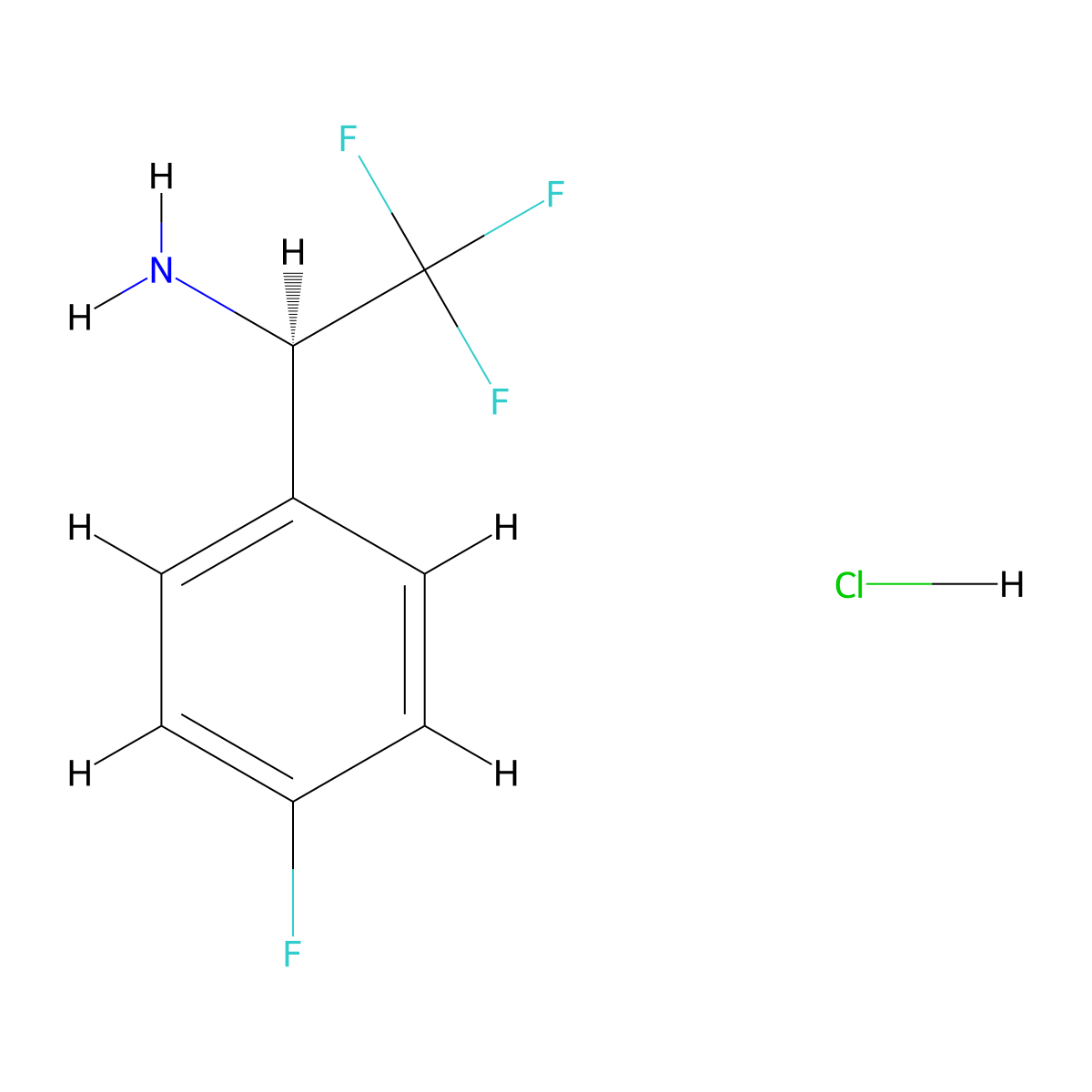 (1R)-2,2,2-trifluoro-1-(4-fluorophenyl)ethan-1-amine hydrochloride molecular structure, CAS 1391504-83-8