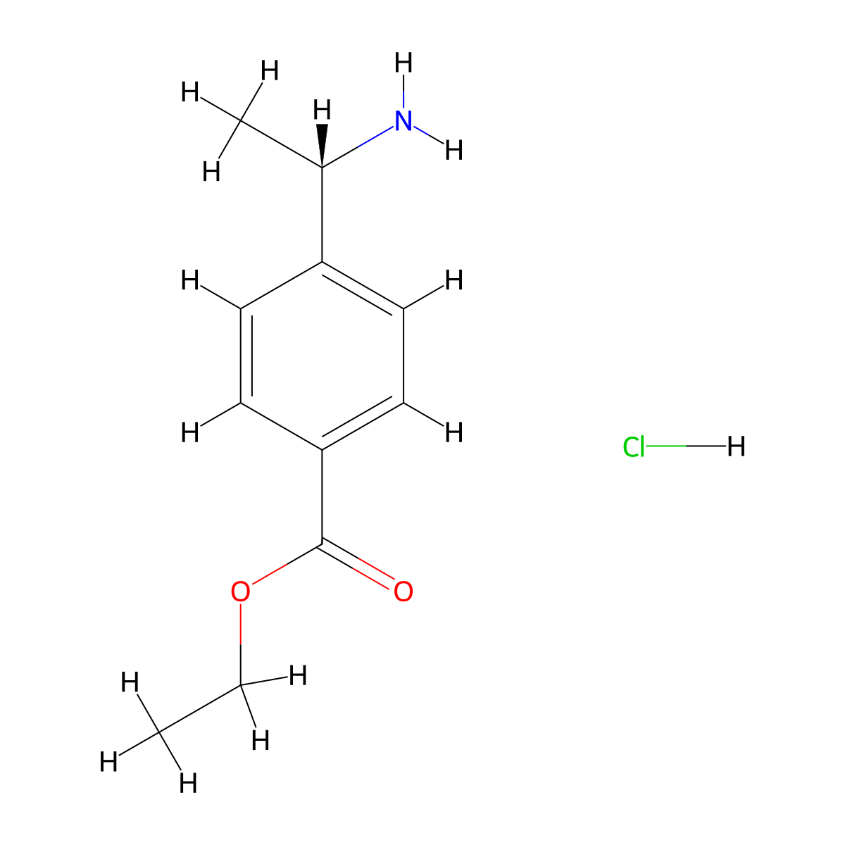 ethyl 4-[(1S)-1-aminoethyl]benzoate hydrochloride molecular structure, CAS 1391509-99-1