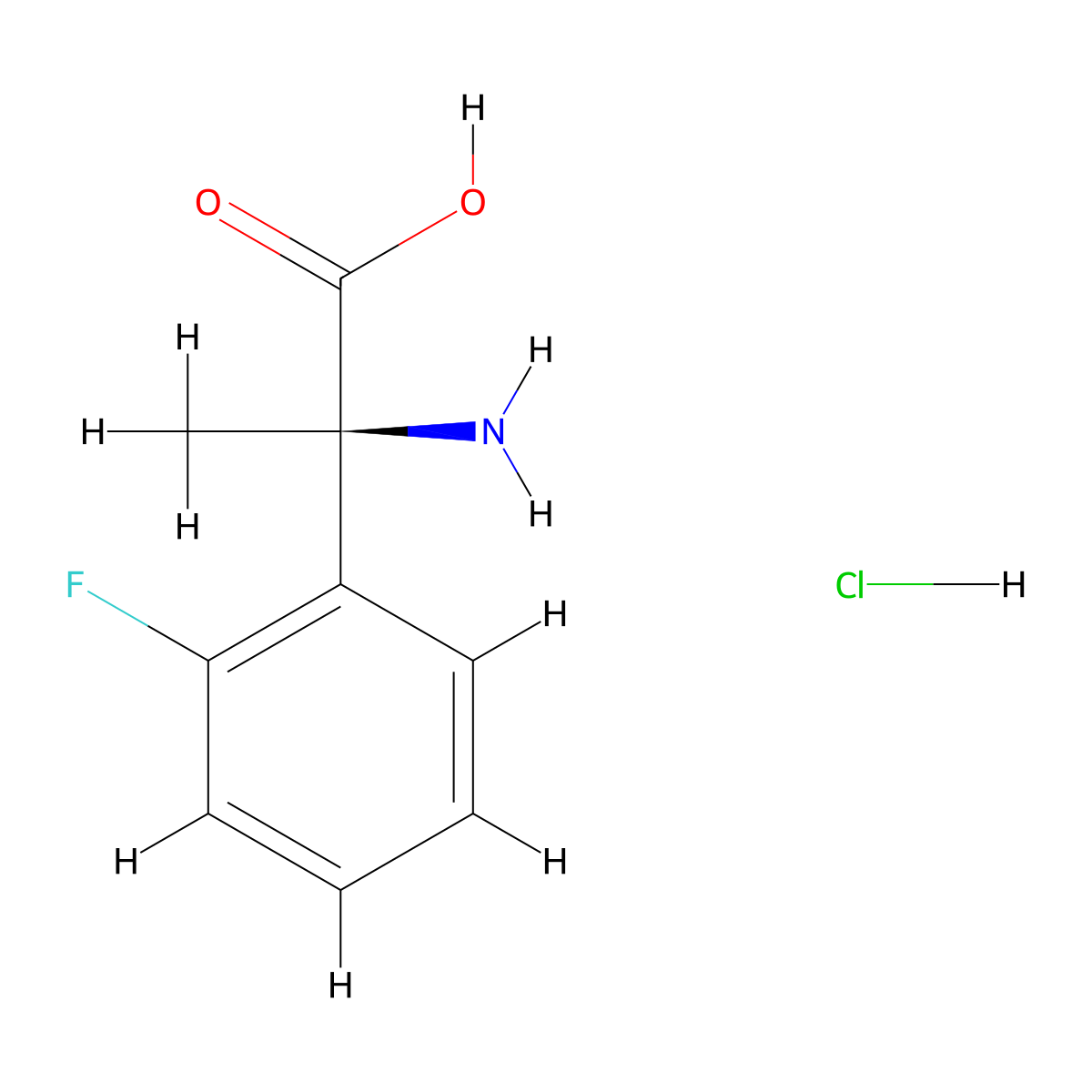 (R)-2-Amino-2-(2-fluorophenyl)propanoic acid hydrochloride molecular structure, CAS 1391512-06-3