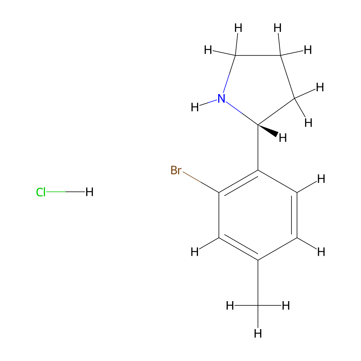 (R)-2-(2-Bromo-4-methylphenyl)pyrrolidine hydrochloride molecular structure, CAS 1391512-29-0
