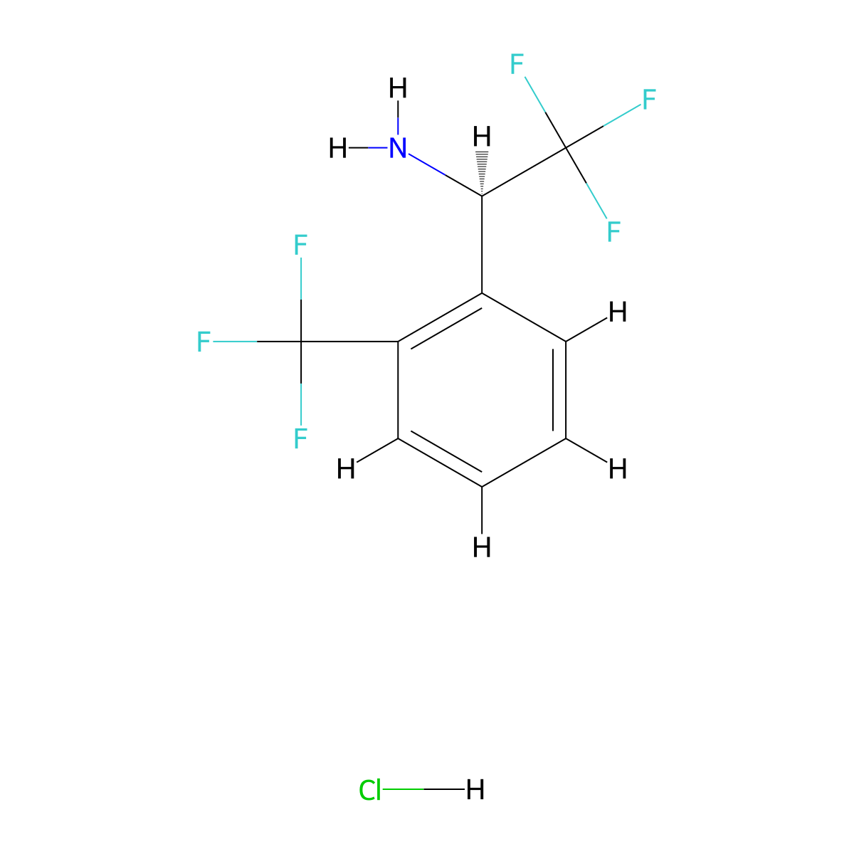 (1R)-2,2,2-trifluoro-1-[2-(trifluoromethyl)phenyl]ethanamine;hydrochloride molecular structure, CAS 1391513-06-6