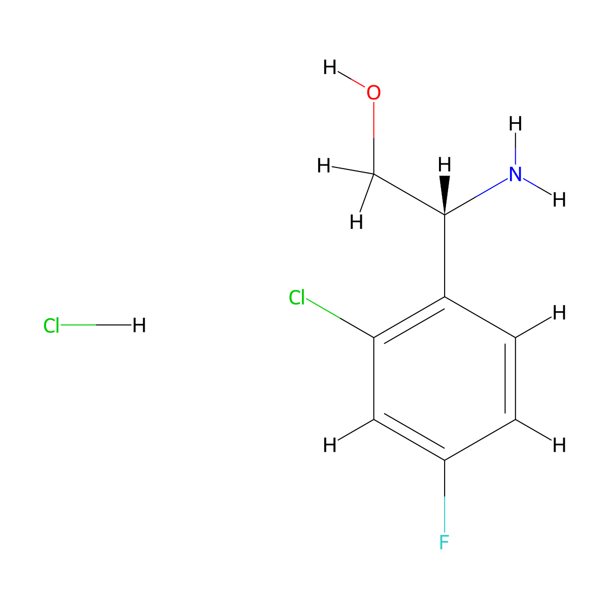 (R)-2-Amino-2-(2-chloro-4-fluorophenyl)ethan-1-ol (hydrochloride) molecular structure, CAS 1391513-37-3
