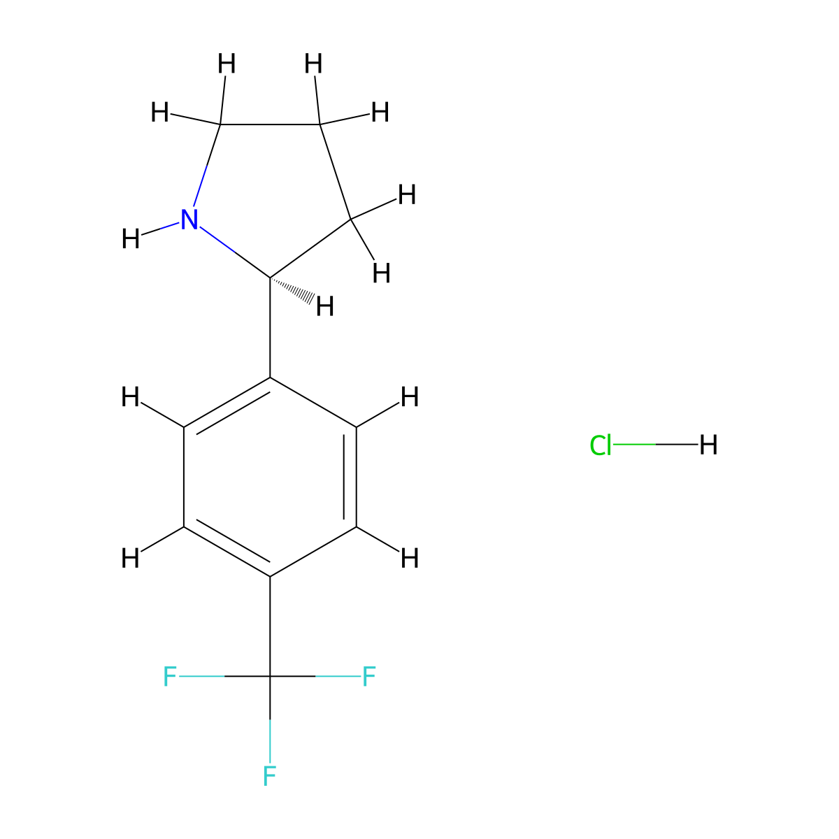 (S)-2-(4-(Trifluoromethyl)phenyl)pyrrolidine hydrochloride molecular structure, CAS 1391514-36-5
