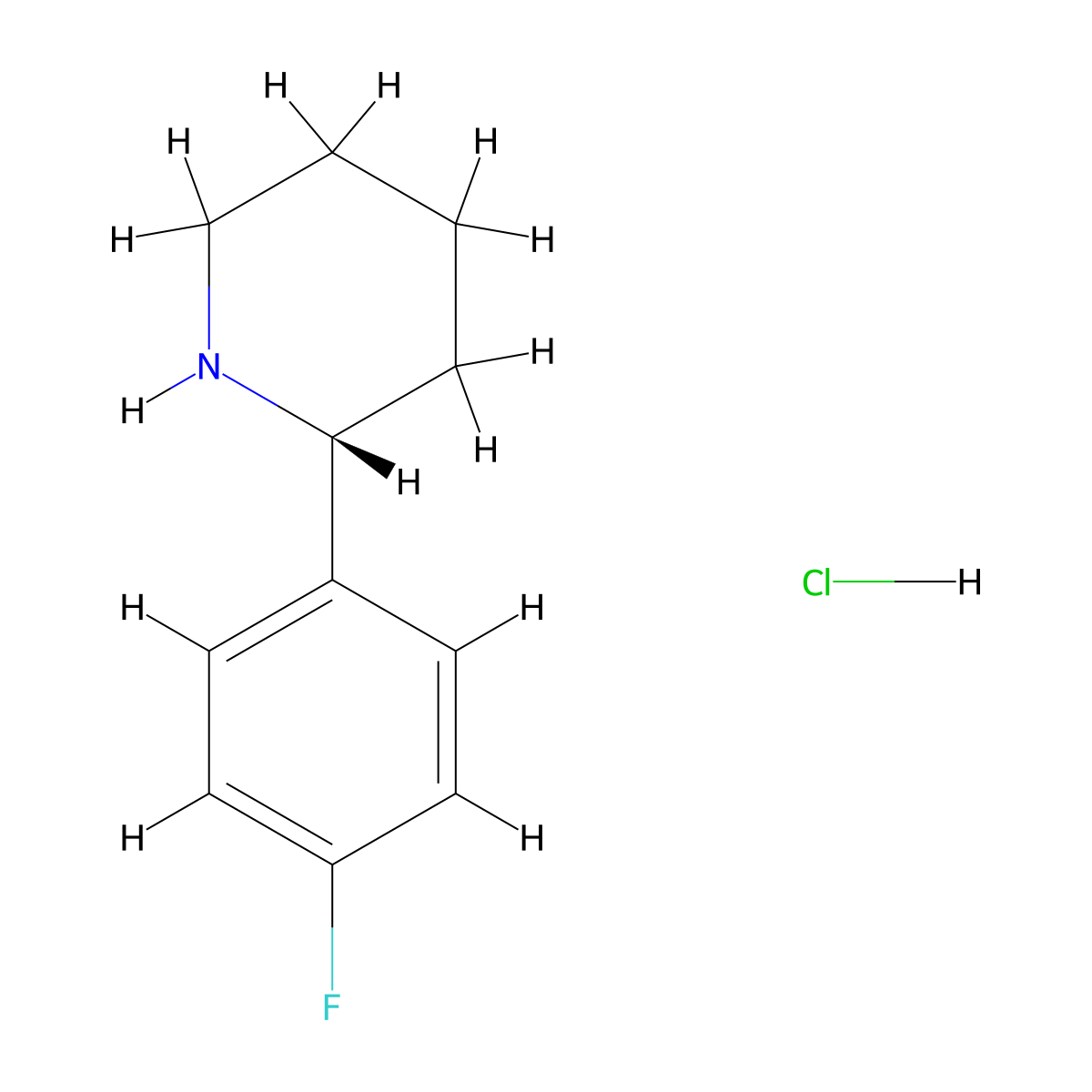 (R)-2-(4-Fluorophenyl)piperidine hydrochloride molecular structure, CAS 1391514-96-7