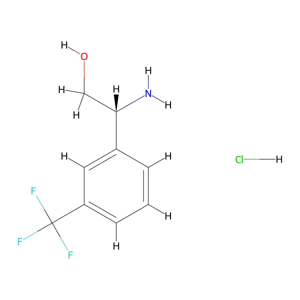 (2R)-2-amino-2-(3-(trifluoromethyl)phenyl)ethan-1-ol hydrochloride molecular structure, CAS 1391515-37-9