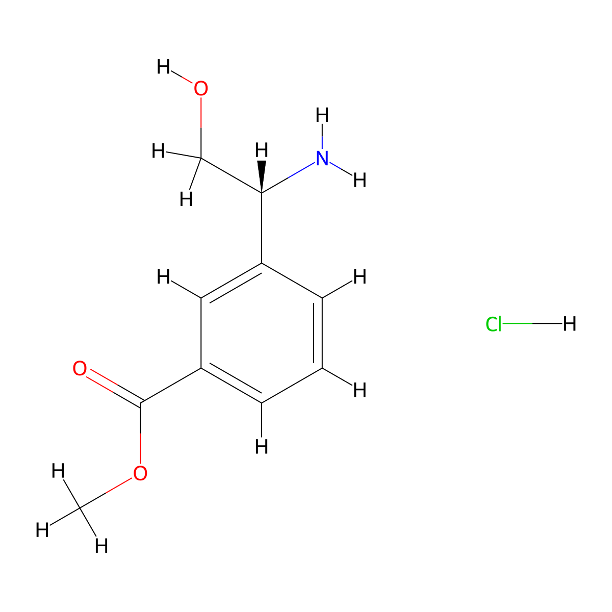 (R)-Methyl 3-(1-amino-2-hydroxyethyl)benzoate hydrochloride molecular structure, CAS 1391515-70-0