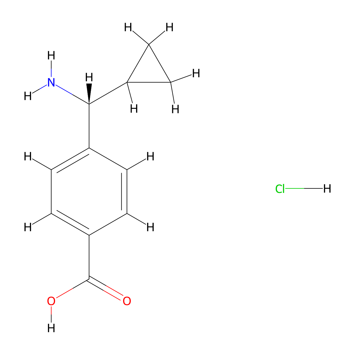 4-[(R)-amino(cyclopropyl)methyl]benzoic acid hydrochloride molecular structure, CAS 1391515-92-6