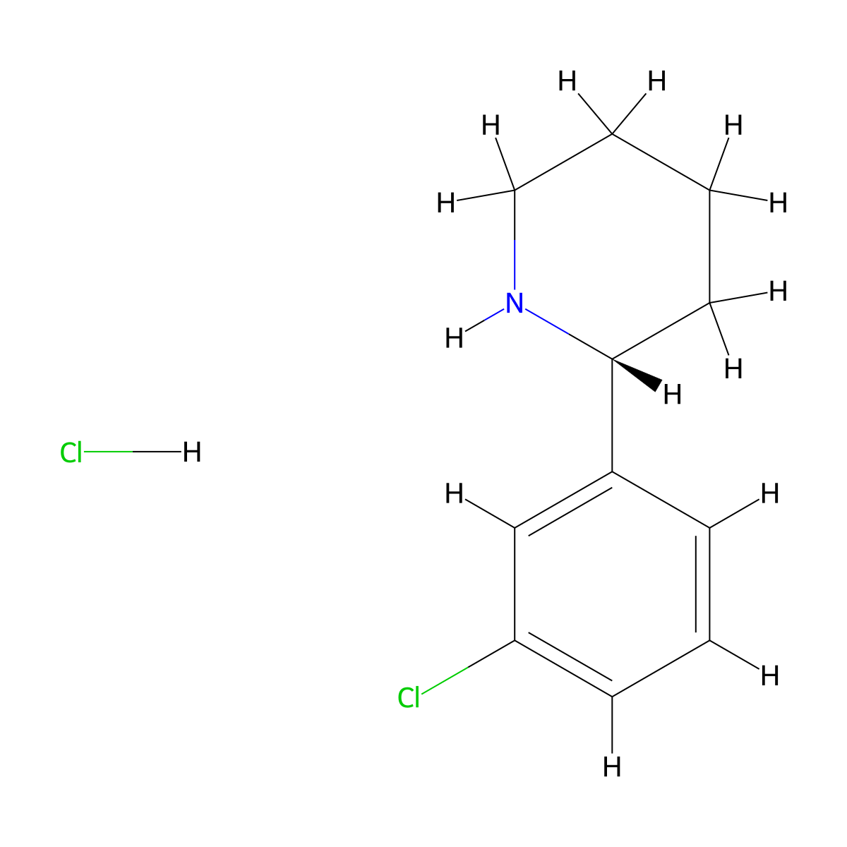 (R)-2-(3-chlorophenyl)piperidine hydrochloride molecular structure, CAS 1391519-56-4