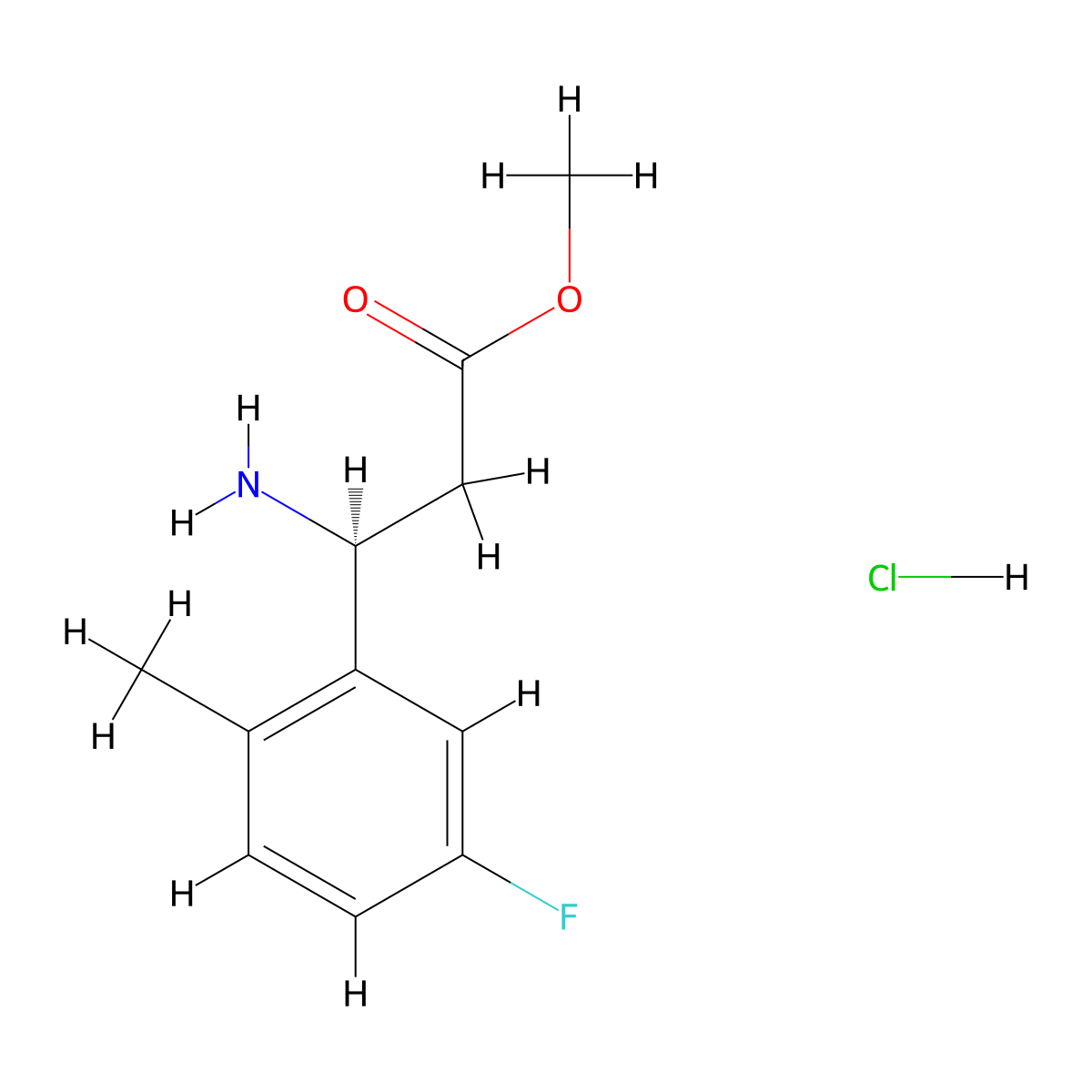 Methyl (S)-3-amino-3-(5-fluoro-2-methylphenyl)propanoate hcl molecular structure, CAS 1391522-38-5