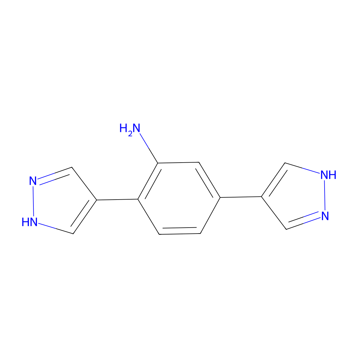2,5-DI-1H-Pyrazol-4-ylbenzenamine molecular structure, CAS 1391524-18-7