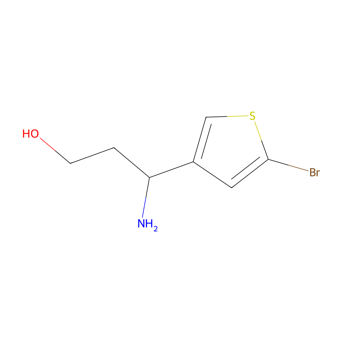(3R)-3-amino-3-(5-bromothiophen-3-yl)propan-1-ol molecular structure, CAS 1391525-51-1