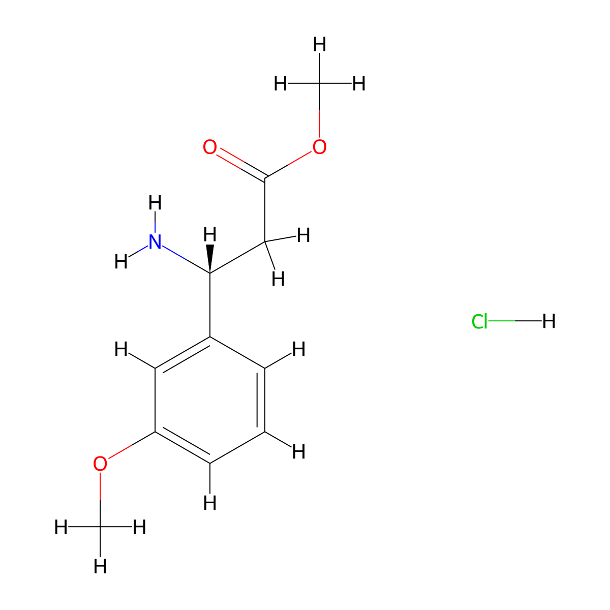 Methyl (R)-3-amino-3-(3-methoxyphenyl)propanoate hcl molecular structure, CAS 1391525-85-1
