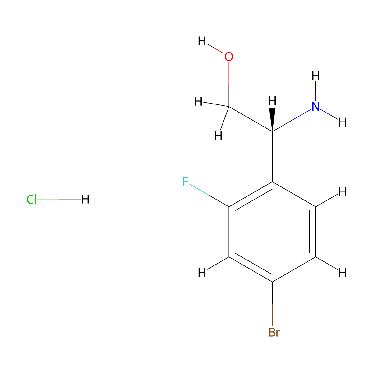 (2R)-2-Amino-2-(4-bromo-2-fluorophenyl)ethan-1-ol HCl molecular structure, CAS 1391527-40-4