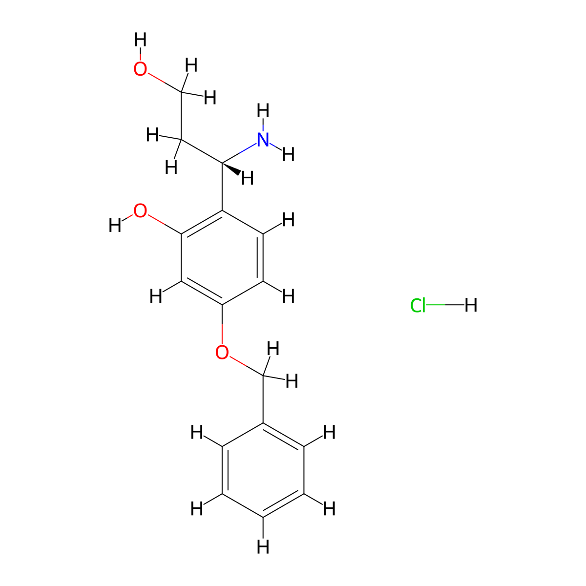 Benzenepropanol, I(3)-amino-2-hydroxy-4-(phenylmethoxy)-, hydrochloride (1:1), (I(3)S)- molecular structure, CAS 1391527-42-6