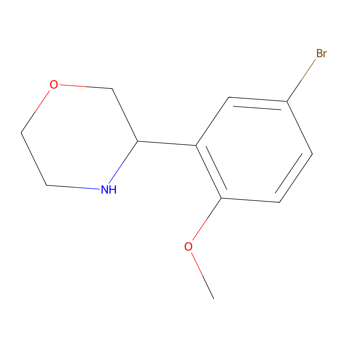 (R)-3-(5-bromo-2-methoxyphenyl)morpholine molecular structure, CAS 1391528-10-1