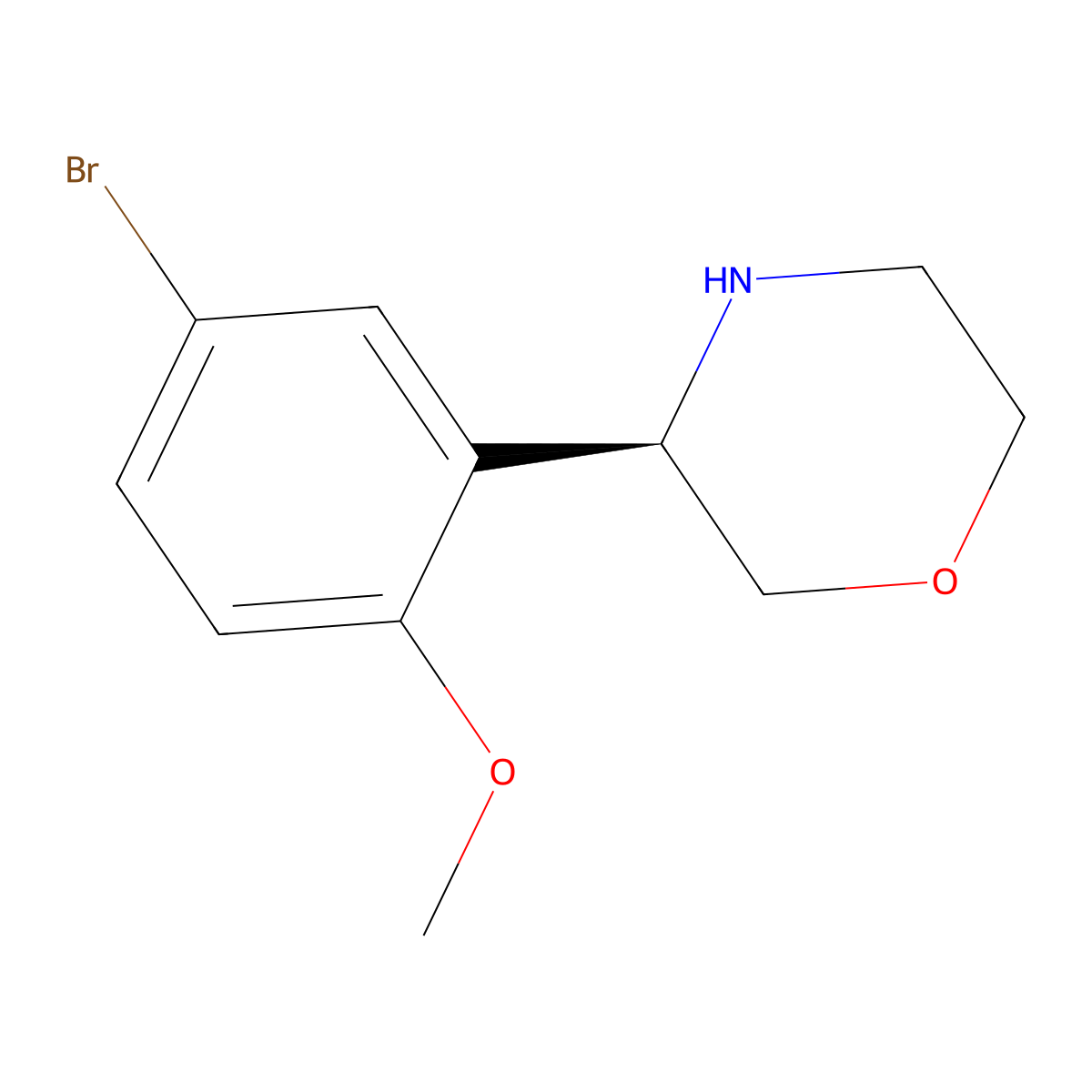 (R)-3-(5-bromo-2-methoxyphenyl)morpholine molecular structure, CAS 1391528-10-1